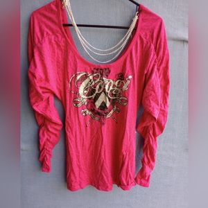 Coogi Women's Size Small Pink Embellished Top with Necklace